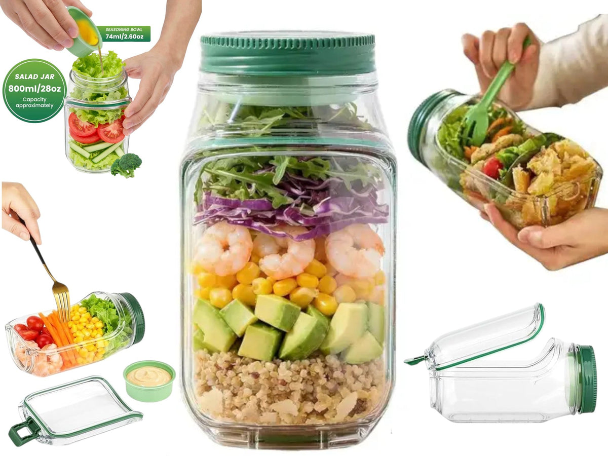 Portable Salad Jar with Side Opening