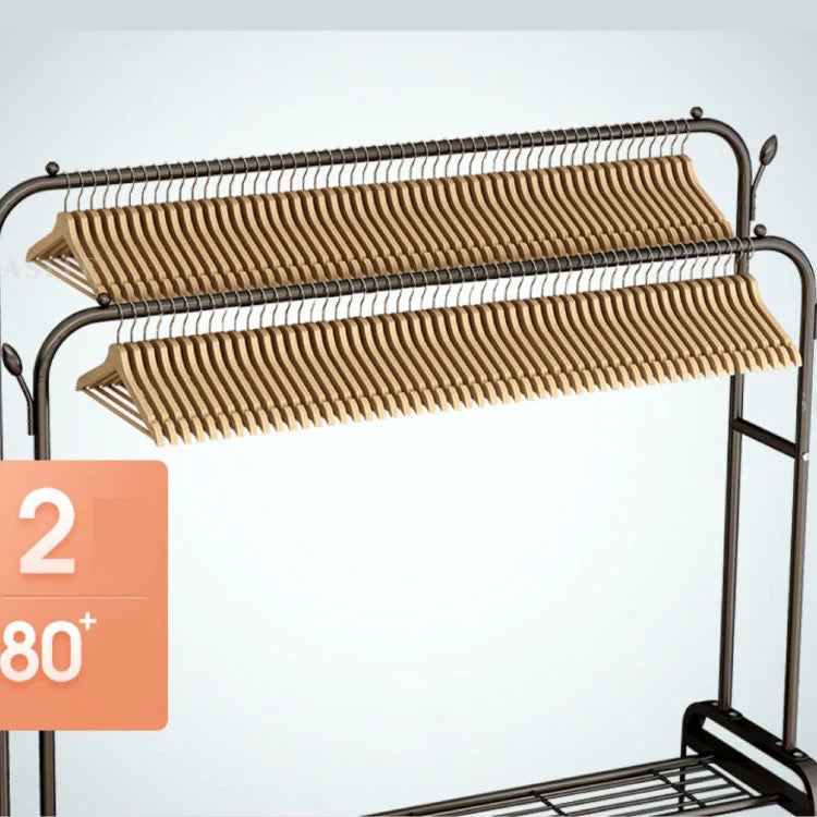 Simple wardrobe double-rod clothes rack floor