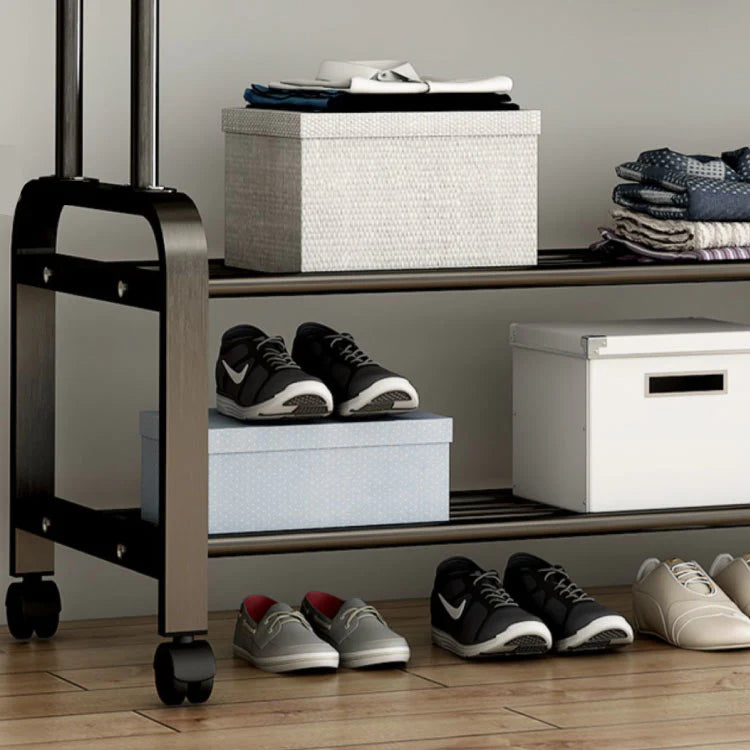 Simple wardrobe double-rod clothes rack floor