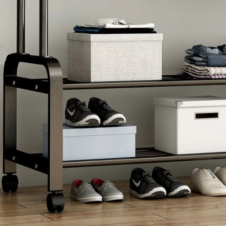 Simple wardrobe double-rod clothes rack floor