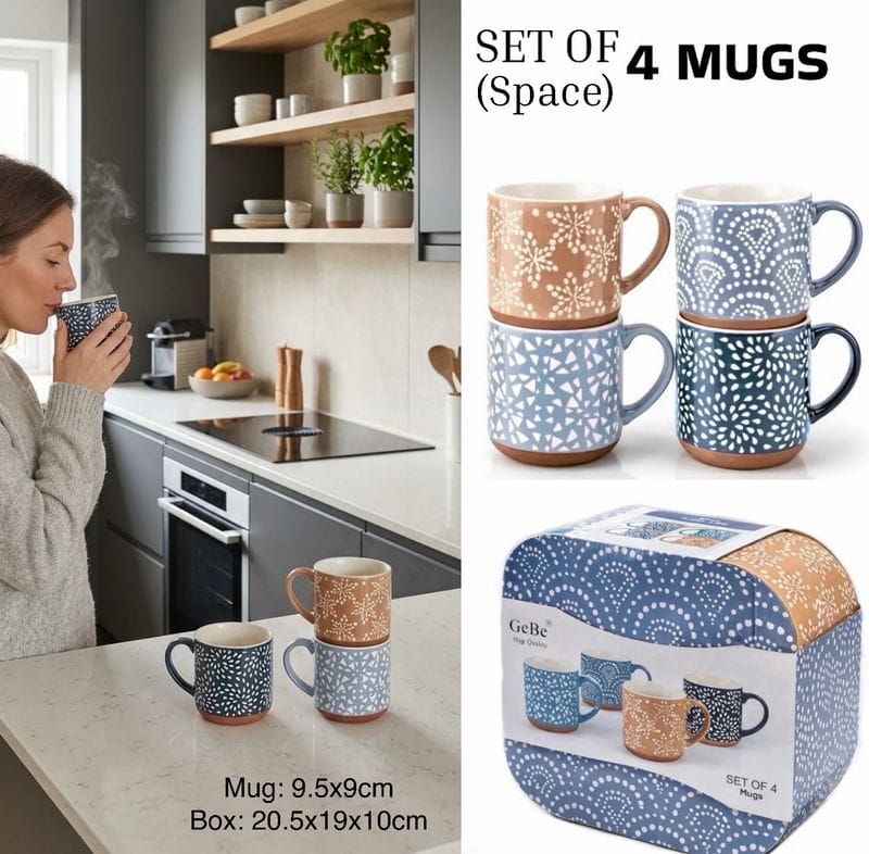 4pcs Ceramic Mug Set - Space