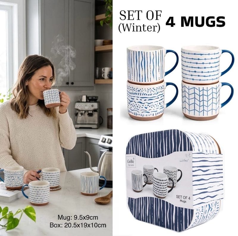 4pcs Ceramic Mug Set - Winter