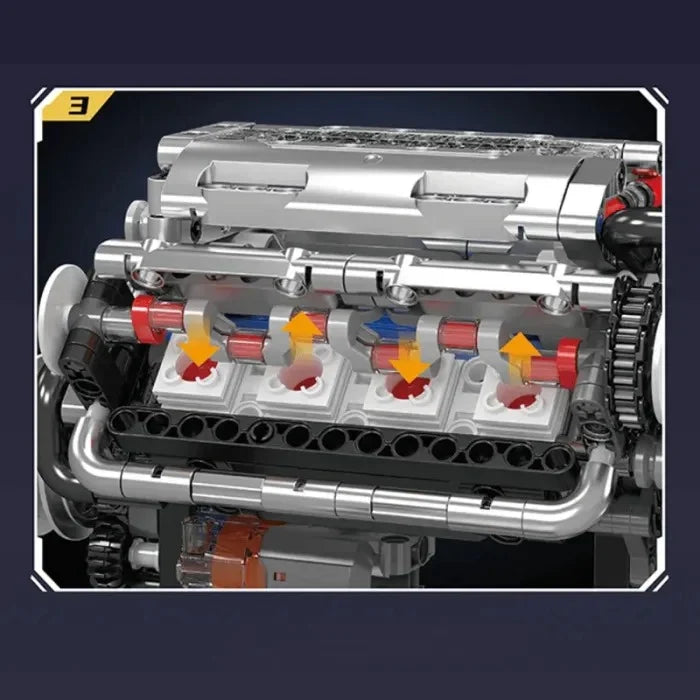 Motorized V8 Engine Building Block Set 552 pcs