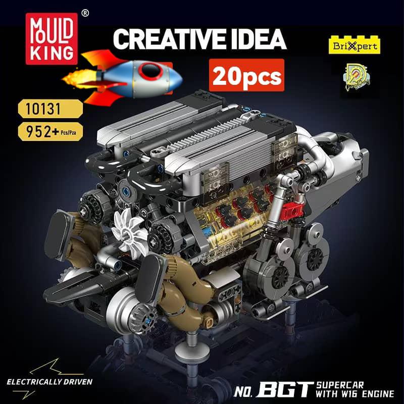 Motorized V8 Engine Building Block Set 552 pcs