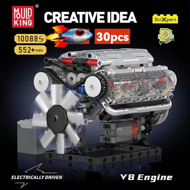 Motorized V8 Engine Building Block Set 552 pcs