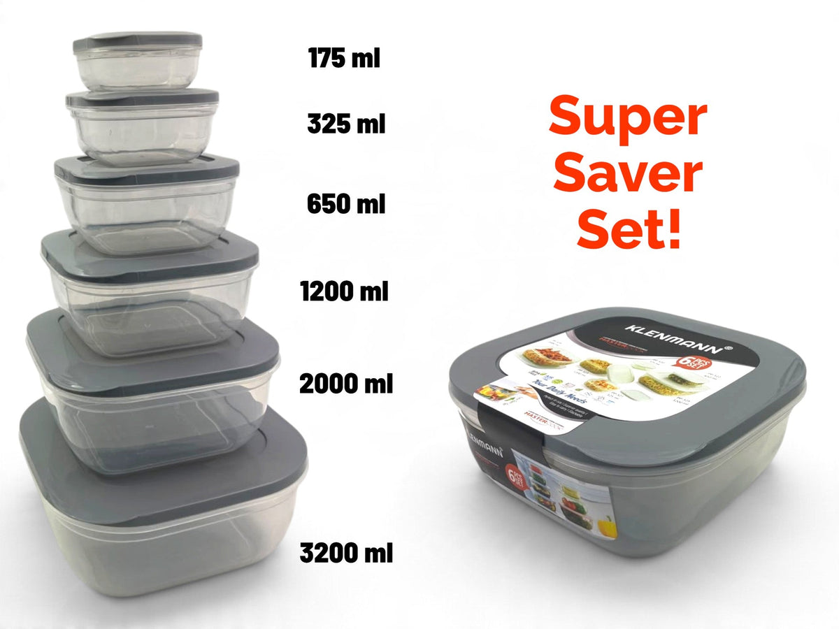 Klenmann Square Super Saver Food Storage Set of 6